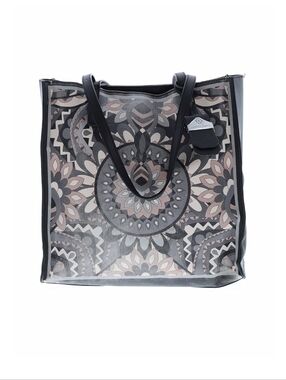 Nanette Lepore Stylish Geometric Print Tote Bag - Black & Blush